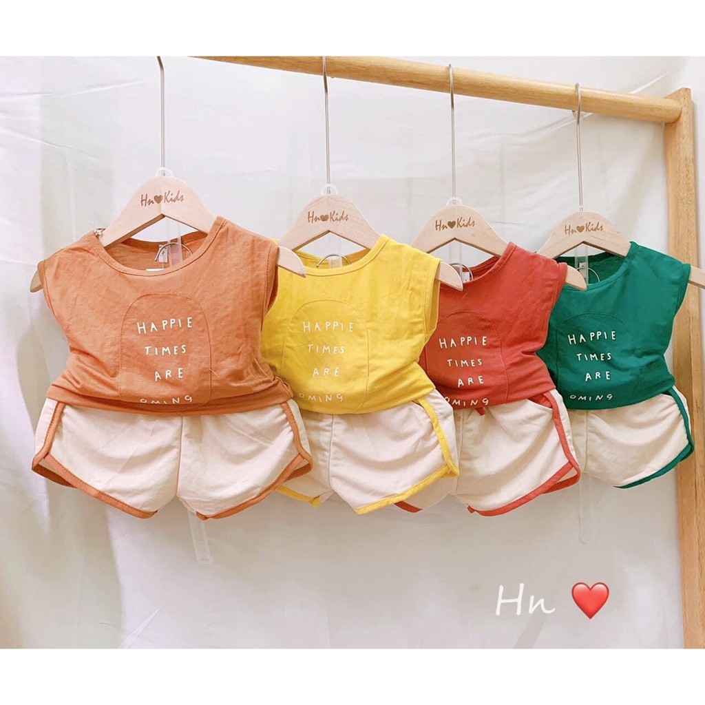 Bộ Ba Lỗ Chất Cotton Đũi Happie Chạy Viền Cho Bé NamkidShop (QATE293)