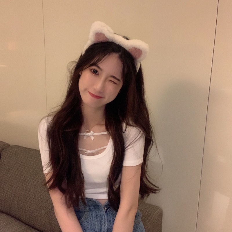 Áo Tay Ngắn Màu Sắc Trơn Phối Nơ Quyến Rũ Thời Trang Mùa Hè Dành Cho Nữ