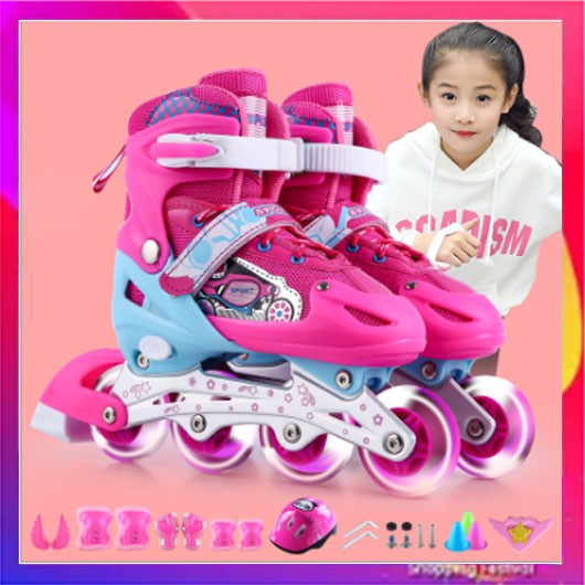 Giày Patin cho bé Gái Có Đèn Flash - Size M Tương Đương Cỡ Giày 33 - 37 - Cỡ Chân 21cm- 24cm