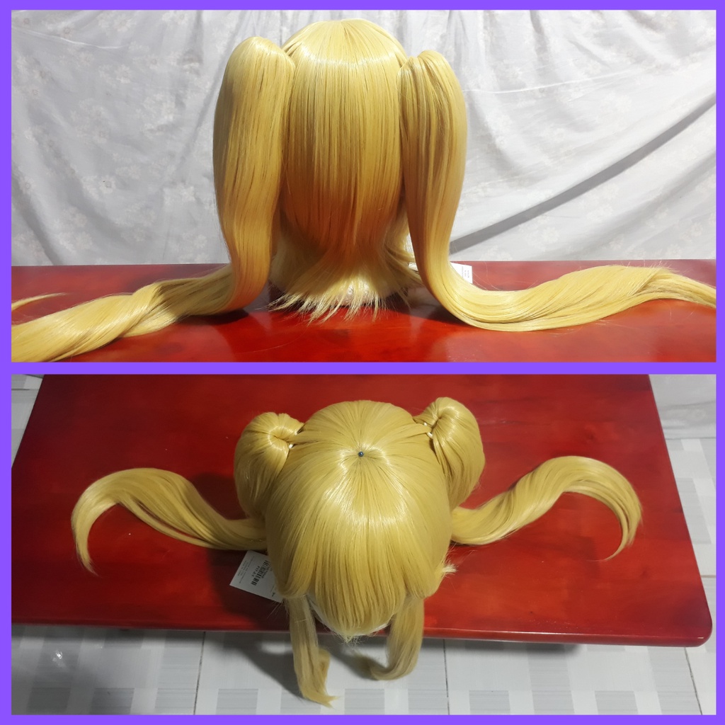 Wig/tóc giả vàng 2 búi cosplay Saotome Mary Kakegurui học viện cờ bạc đỏ đen