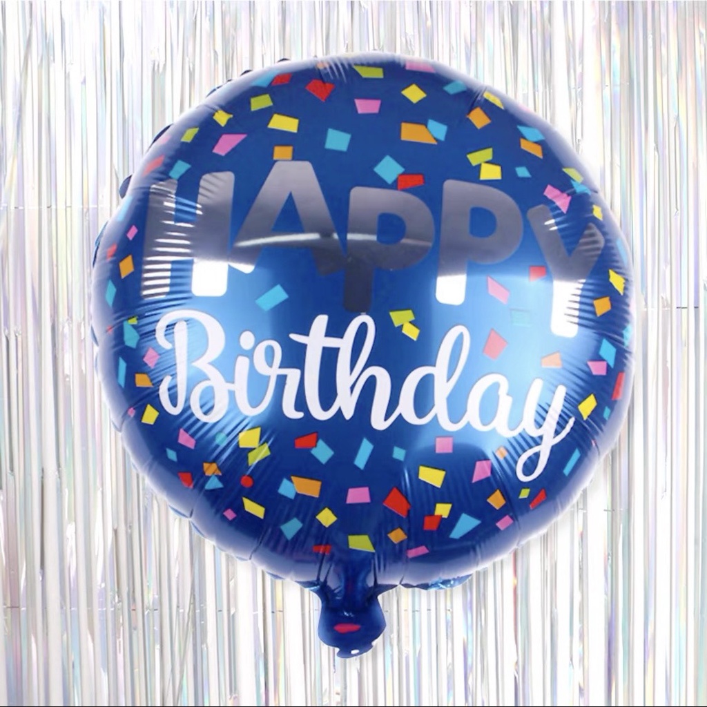 Bóng bay 3D trang trí sinh nhật in hoạ tiết happy birthday tráng nhôm size 18 inch HAPPYKID BBTTSN