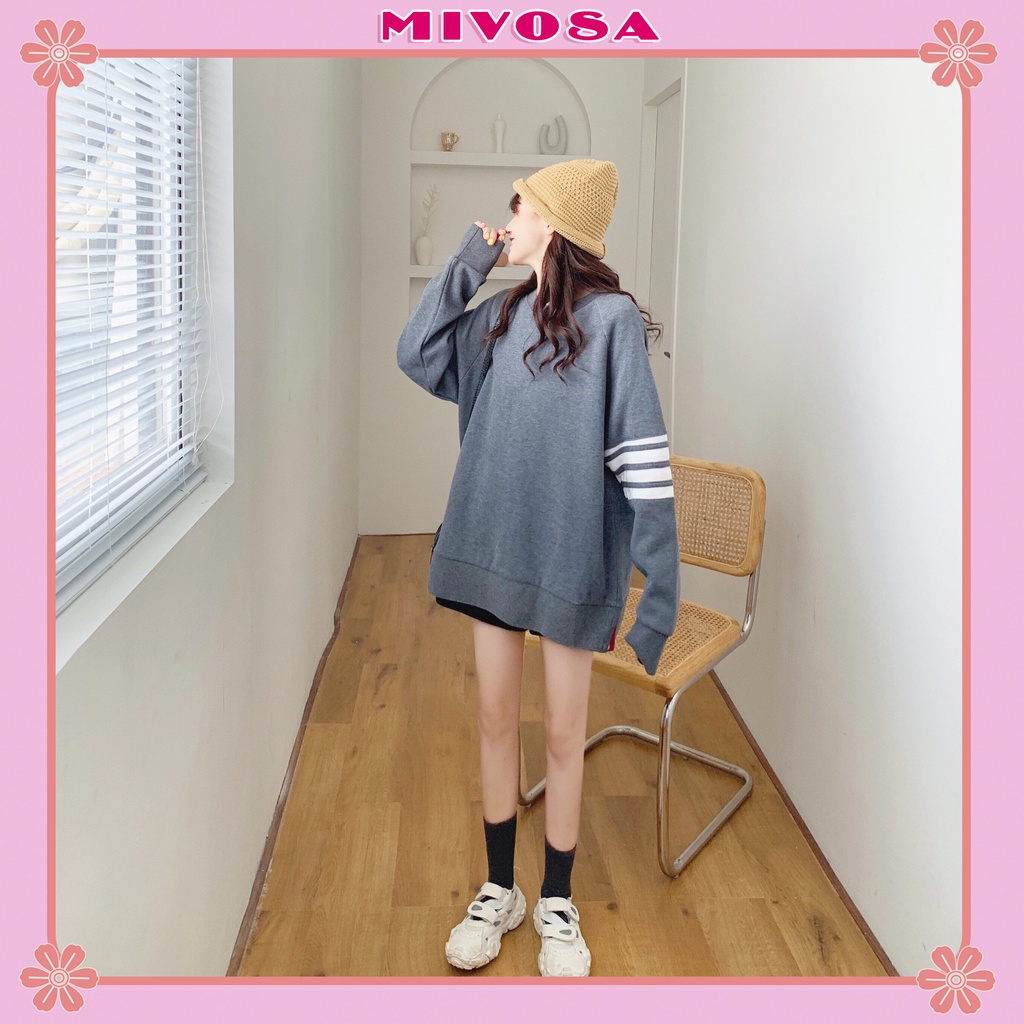 Áo sweater nỉ thụng sọc tay áo khoác nỉ hoodie cổ tròn form thung ulzzang thời trang unisex MIVOSA AN002 | BigBuy360 - bigbuy360.vn