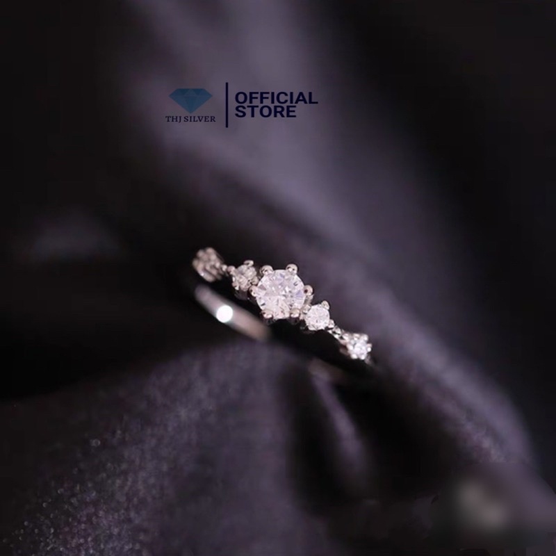 Nhẫn nữ ổ đá nhỏ hotrend chuẩn bạc ta-THJ SILVER