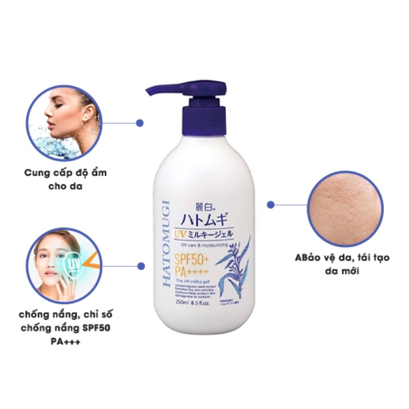 Sữa Dưỡng Thể Chống Nắng Ban Ngày HATOMUGI SPF 50+ PA ++++ 250 Ml