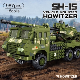 Đồ chơi Lắp ráp Mô hình xe tăng Panlos 639003 987Pcs Military WW2 Weapons Vehicle SH-15X Large Armored Cannonball Tank