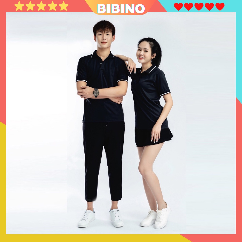 Áo polo nam nữ unisex vải mè cá sấu thoáng mát BIBINO Áo phông có cổ nam nữ basic thấm hút mồ hôi