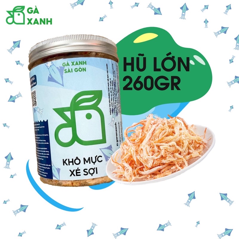 KHÔ MỰC XÉ SỢI CAO CẤP - Gà Xanh - Loại Ngon Nhất, Chất Lượng Thượng Hạng, Ăn Là Ghiền