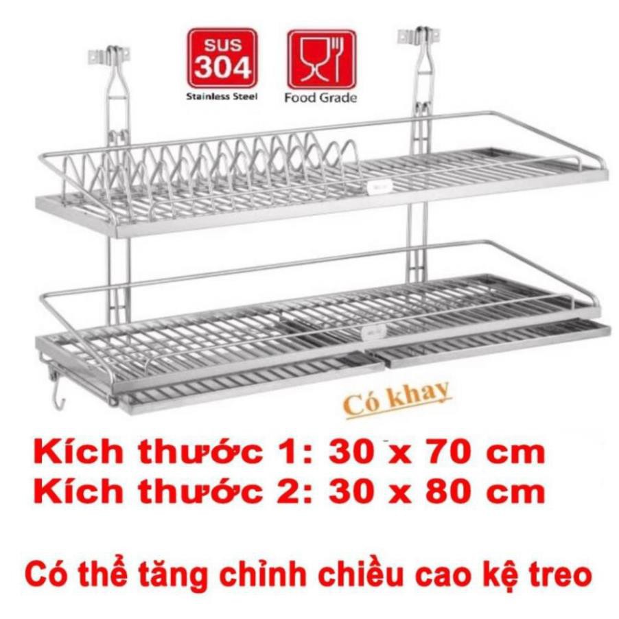 Kệ Chén Bát Đa Năng 2 Tầng Dạng Treo Có Khay Inox 304 Cao Cấp KC 02 TORO HOME