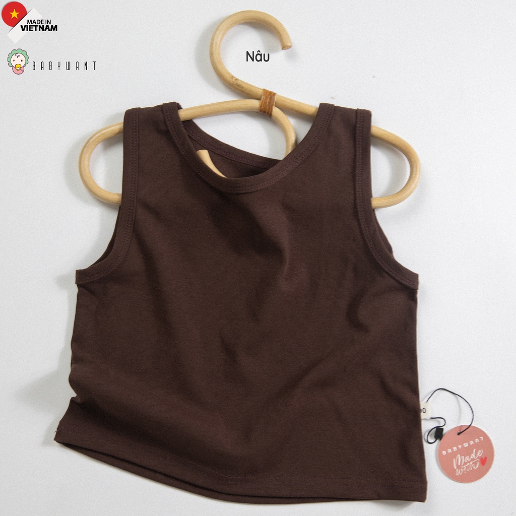 Áo phông 3 lỗ cotton màu vintage cho bé trai bé gái từ 1 tới 6 tuổi