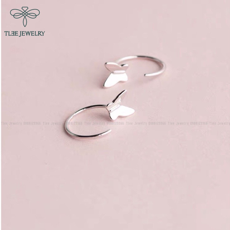 Khuyên tai bạc nữ TLEE cánh bướm dáng móc cá tính, đơn giản TleeJewelry B0196