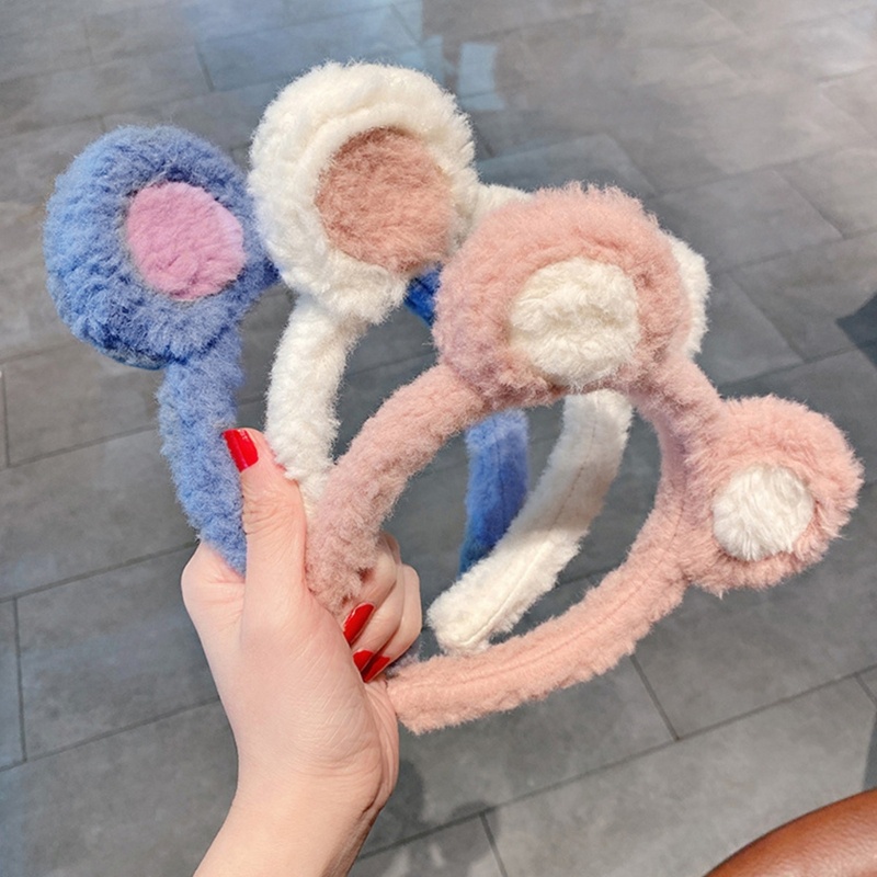 Băng Đô Cài Tóc Hình Tai Gấu Bằng Lông Nhung Dễ Thương Xinh Xắn