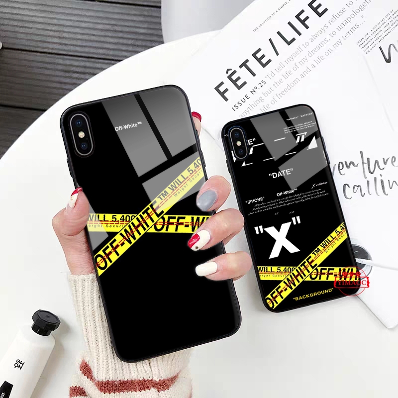 Ốp Điện Thoại Mặt Kính Họa Tiết Off White 92t Dành Cho Iphone Xs Max Xr X 11 Pro 7 8 6 6s Plus