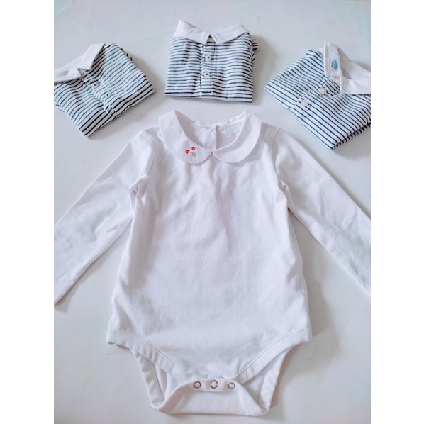 Body suit xuất Anh, dài tay có cổ cho bé trai bé gái, hàng VNXK