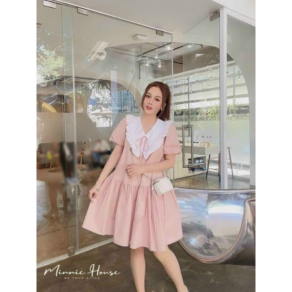 Đầm baby doll cổ tiểu thư