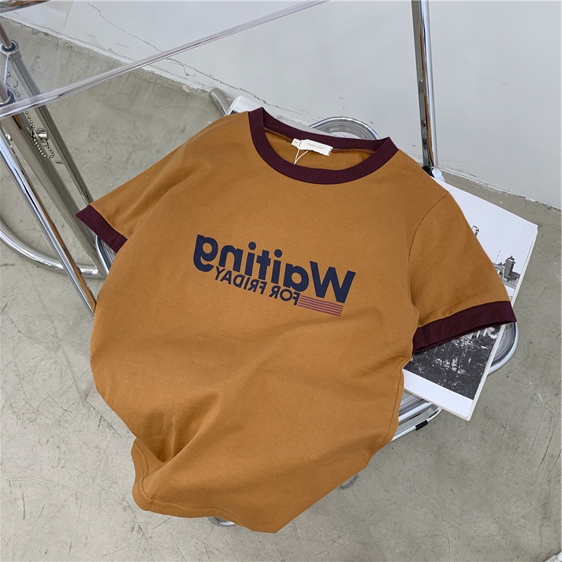 Áo Thun Tay Ngắn Cổ Thuyền In Chữ Thời Trang Hè Cá Tính Cho Nữ