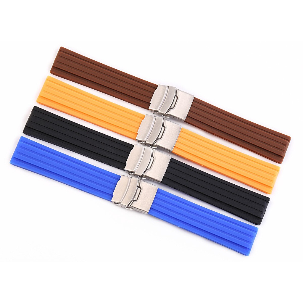 Dây đeo đồng hồ bằng silicon 18 / 20 / 22 / 24mm màu sắc bắt mắt