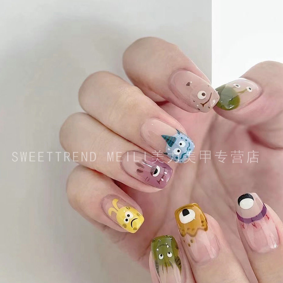 Miếng dán trang trí móng tay STZPRONAIL hình quái vật ba mắt nhỏ dễ thương ngộ nghĩnh