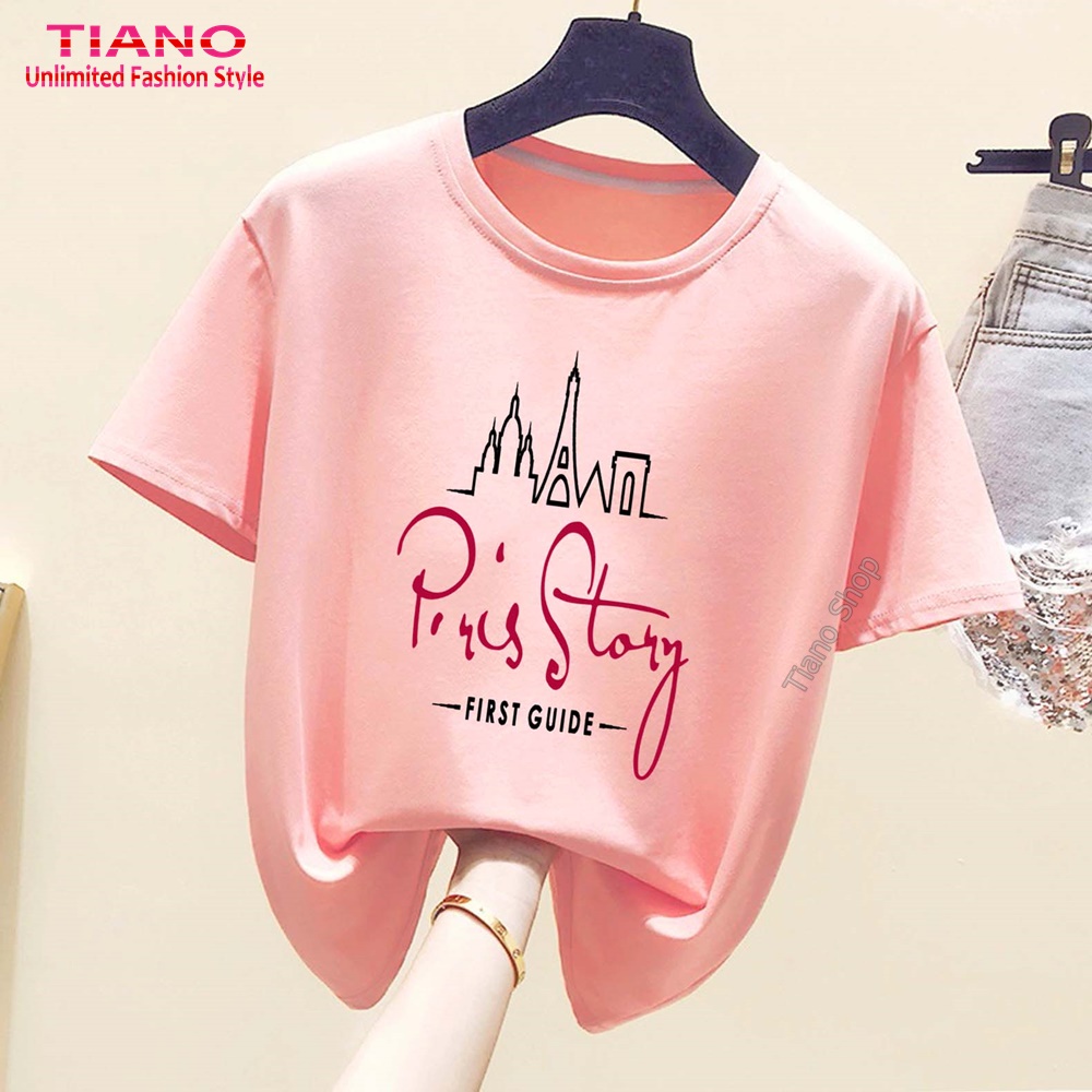 Áo Thun Tay Ngắn Paris Story AT-026 - Tiano - Dễ Phối Trang Phục - Áo Thun Nam - Áo Thun Nữ