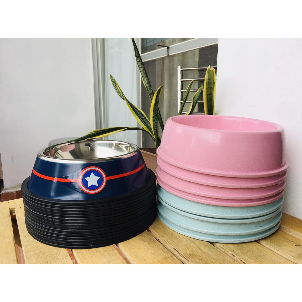 Bát ăn Inox Cao Cấp Captain Marvel Cho Chó Mèo - Đế Chống Trượt - Size 22cm