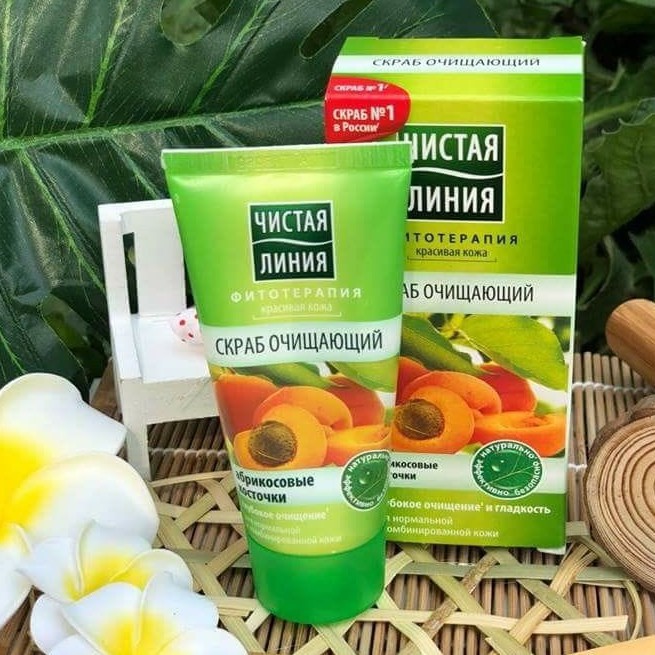 Tẩy tế bào chết cho da mặt PURELINE của Nga - Tinh chất từ quả mơ