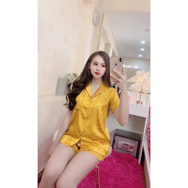 [ Tuý Shop] Pijama Lụa Gấm Áo Cộc Quần Cộc Hoạ Tiết Lv  ྇