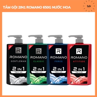 [HỎA TỐC HCM] Tắm gội 2 trong 1 cho nam Romano sạch thơm tóc chắc khỏe 650gr