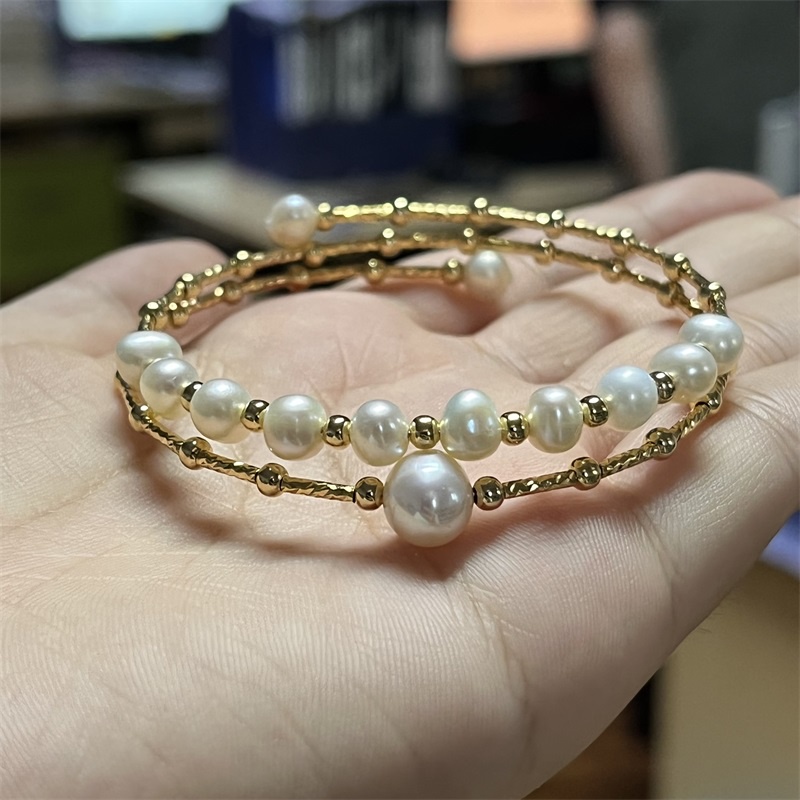 Vòng Tay Chuỗi Hạt Ngọc Trai Tự Nhiên Hình Oval