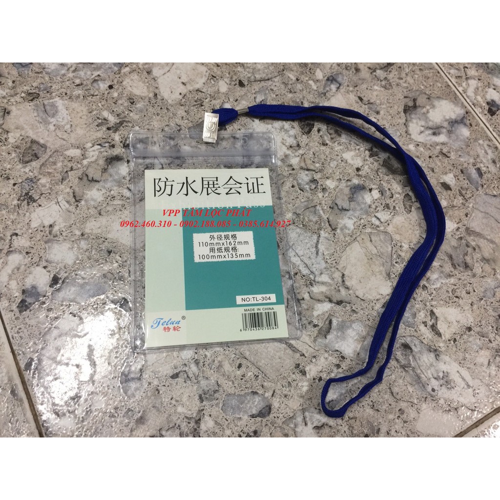 SỈ 100 BAO THẺ TÊN 304  chống thấm nước, KT 110*162mm - Thẻ đeo nhân viên