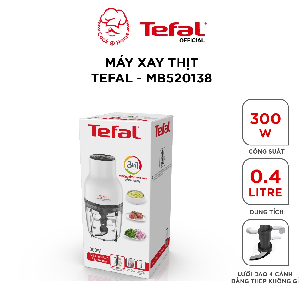 Máy xay thịt Tefal 3 chức năng 3in1 MB520138 - 0.4 lít, 300W