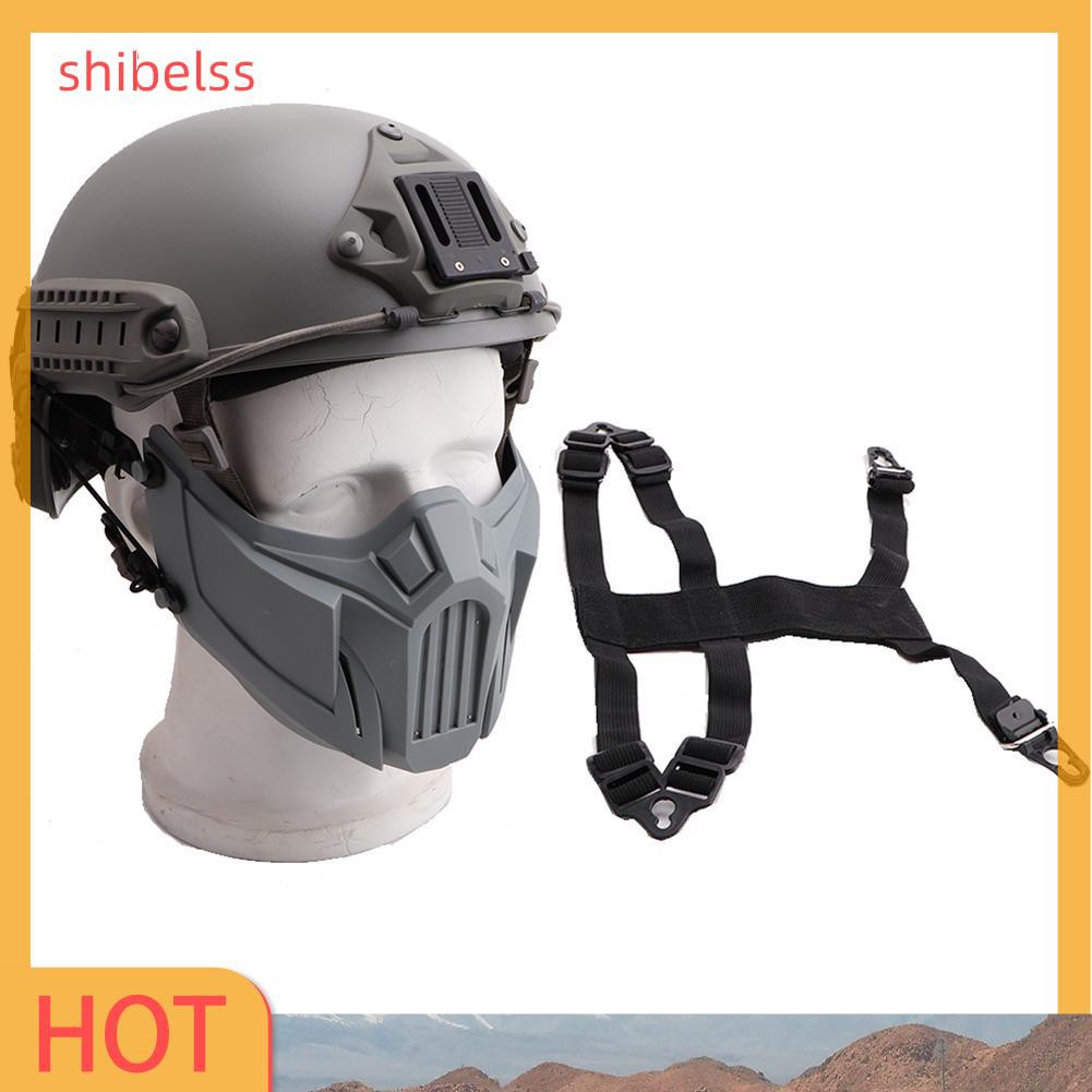 （ʚshibelss）TPR Half Face Mask Outdoor Protective Paintball Airsoft Cosplay Helmet Mask