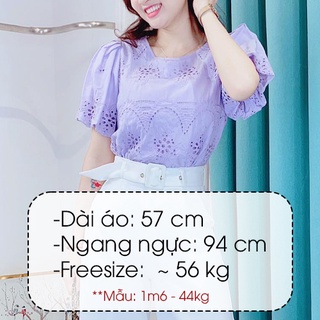 Áo sơ mi tím tay phồng CHUU A5368