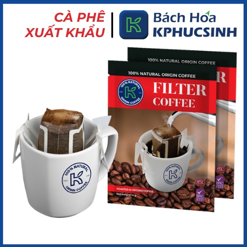 Cà phê phin giấy Filter coffee thương hiệu k coffee hương vị thơm ngon 105g / túi