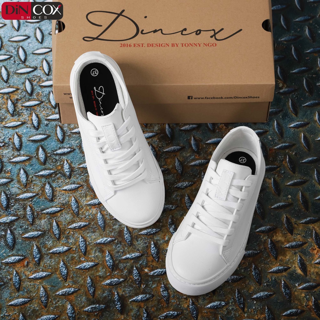 Giày Sneaker Da Unisex DINCOX D34 Sành Điệu White