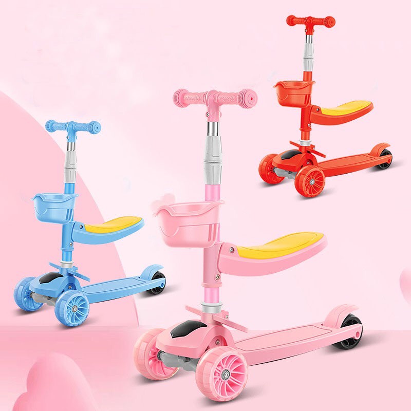 ✈️[Freeship] Xe trượt scooter đa năng phát sáng cho bé từ 1 đến 12 tuổi - Xe thăng bằng có nhạc, ghế nhún cho trẻ