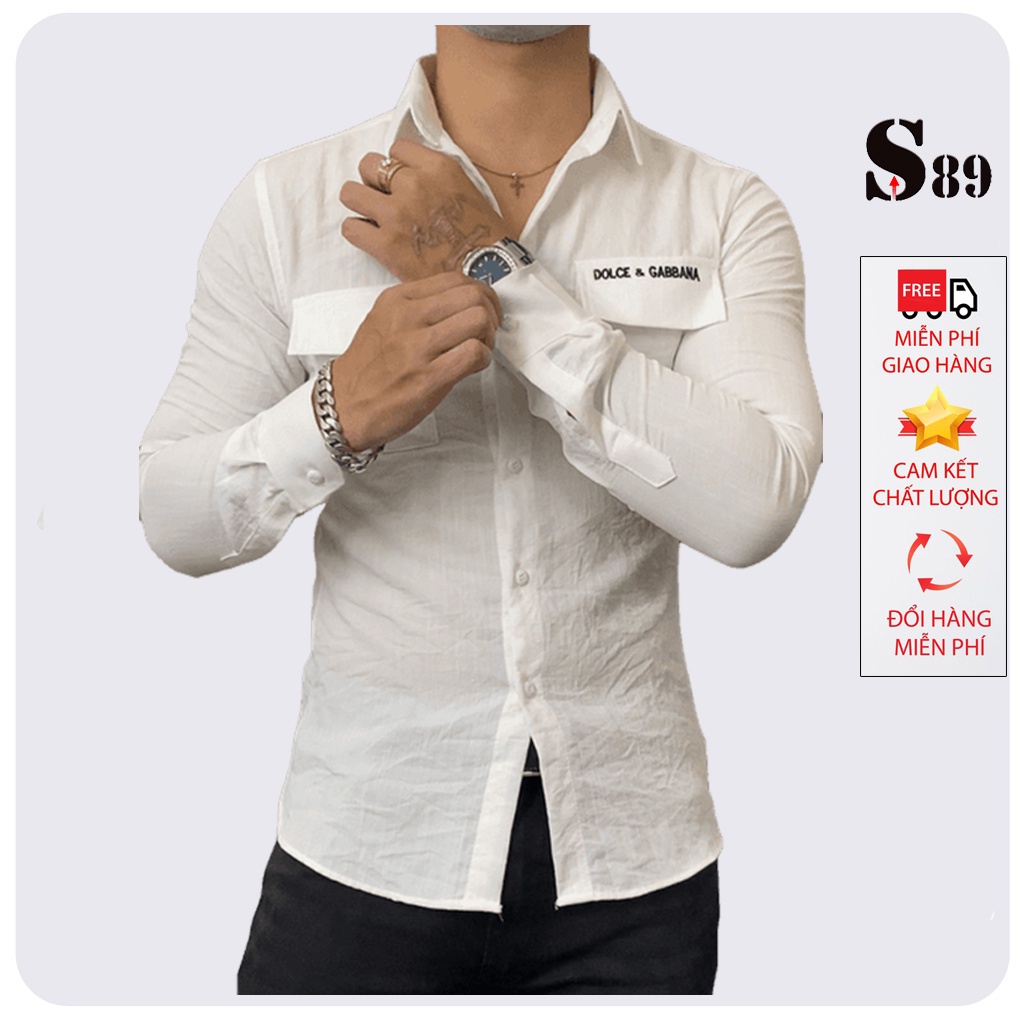 Áo sơ mi đũi nam dài tay form sllim fit Hàn Quốc vải dày dặn 3 màu đen , trắng , nâu