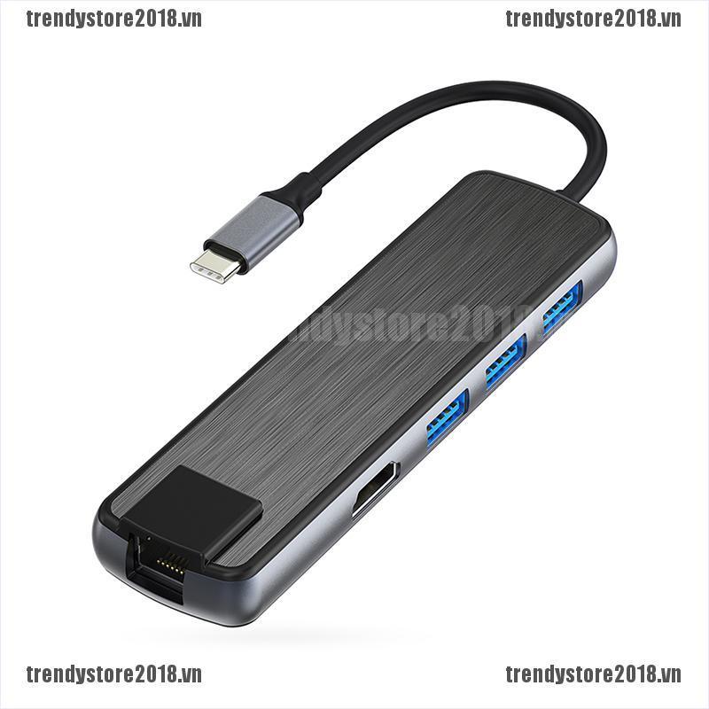TREND 6-in-1 USB C to HDMI 1000Mbps PD60W USB 3.0 Hub 4K HDMI Adapter for MacBook