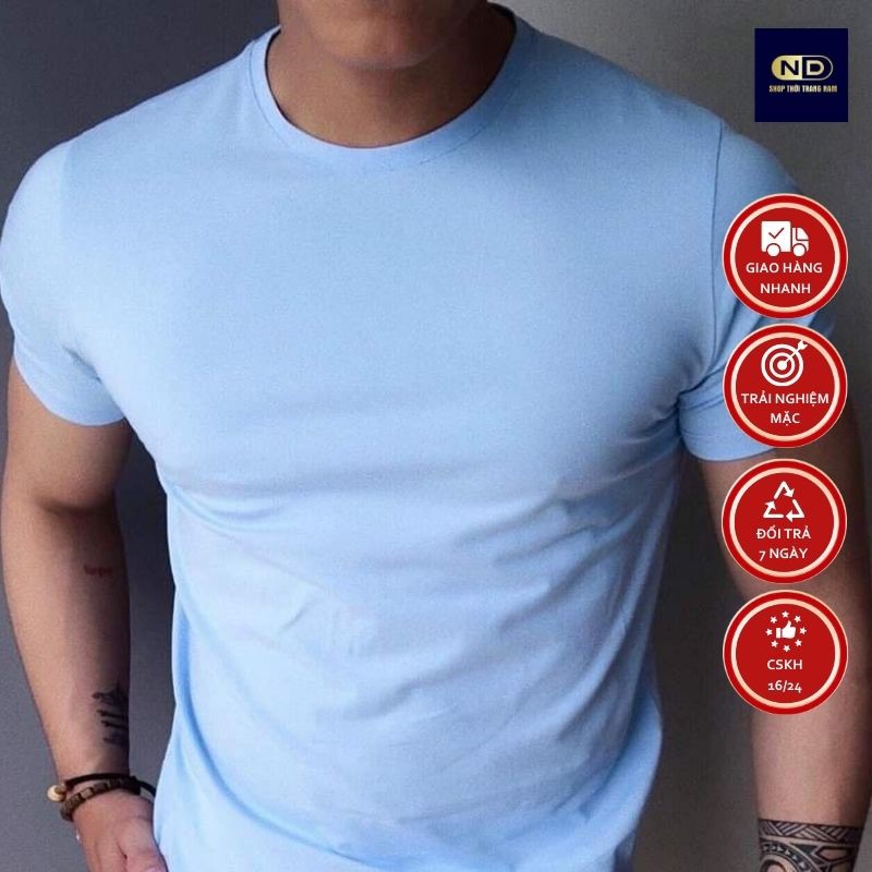 áo thun nam cổ tròn- ND shop Thời trang nam - áo thun tay ngắn, chất cotton bề mặt vải mềm - áo nam full size | BigBuy360 - bigbuy360.vn