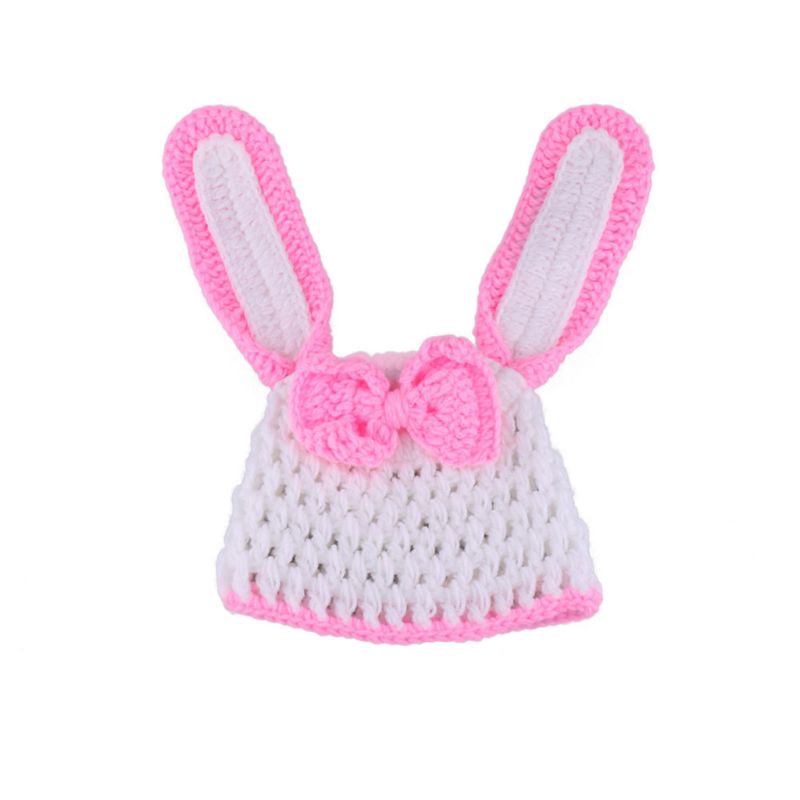 Mary☆Newborn Photography Props Infant Outfits Baby Rabbit Crochet Knit Hat Clothes