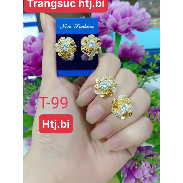 Bông tai nữ mạ vàng hoa mai cực xinh kiểu sát tai htj
