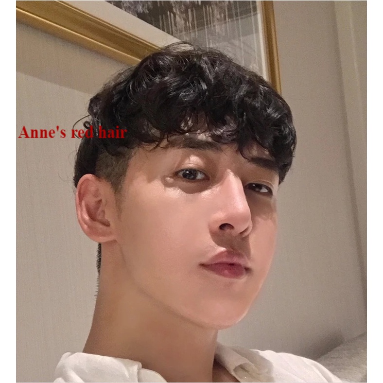 Tóc giả xoăn thoáng khí thời trang tự nhiên cho nam