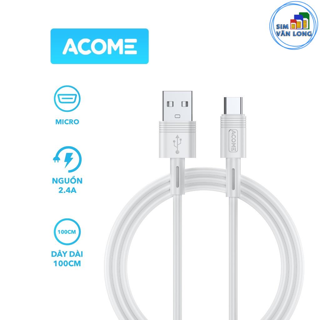 Cáp Sạc ACOME ADM010 Cổng Micro USB 2.4A Dài 100cm Tương Thích Với Các Thiết bị Android _1