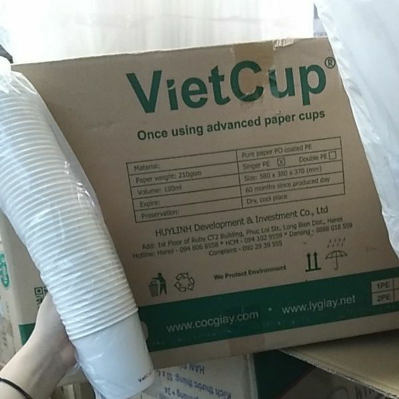 Cốc giấy VietCup 180ml combo 50 cái