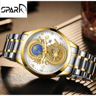 Đồng hồ nam Fngeen dây kim loại mặt rồng mẫu mới + Tặng hộp đồng hồ + Pin