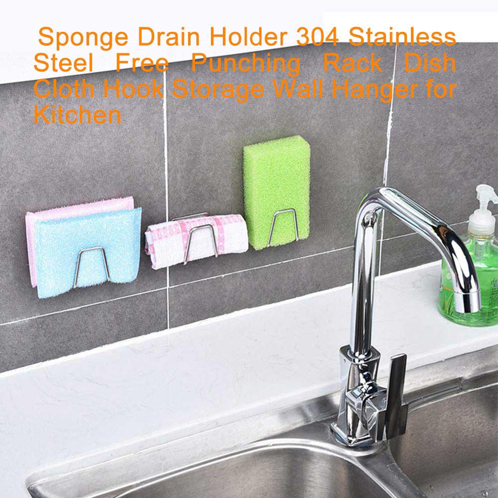 Giá Đỡ Bọt Biển / Miếng Rửa Chén / Đồ Dùng Nhà Bếp Bằng Thép Không Gỉ Tiện Dụng