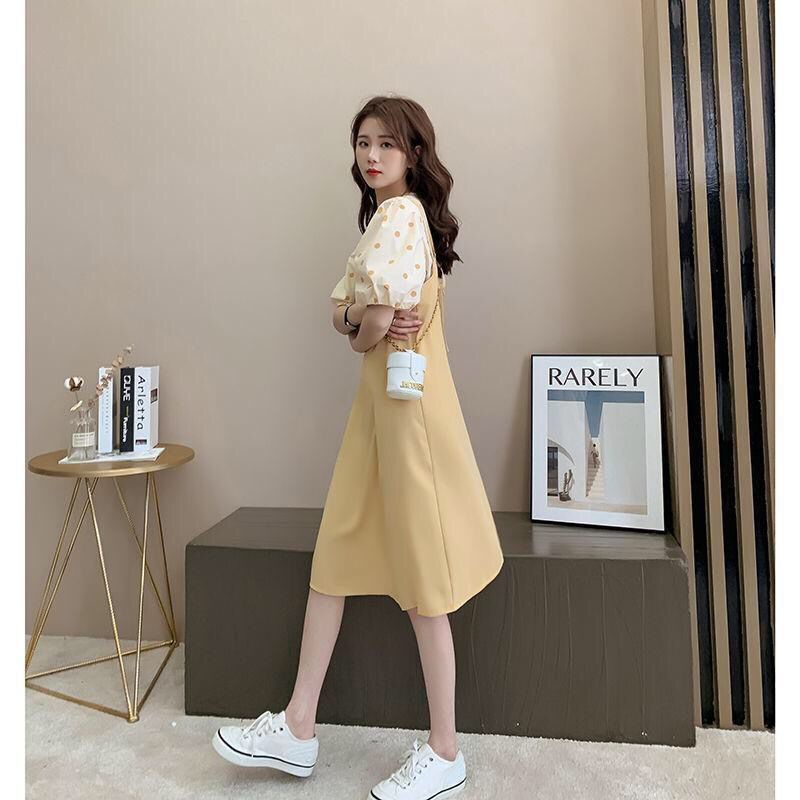 Bộ Đầm Hai Dây Dáng Rộng In Chấm Bi Phong Cách Hàn Quốc Thời Trang 2022 Dành Cho Nữ