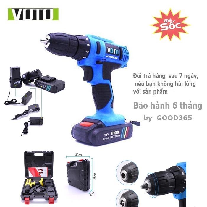 May Khoan Cầm Tay Không Dây Máy Khoan Pin VoTo 21V Khỏe Bắt Vít, Vặn ốc, Khoan
