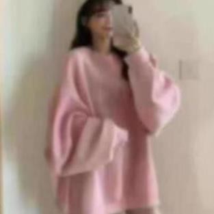 Áo nỉ bông màu hồng pastel thêu chữ cao cấp - Phông tay dài mùa thu đông bigsize dáng giấu quần korea HOT