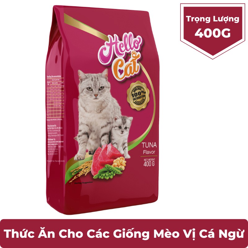 Thức Ăn Cho Mèo - Thức Ăn Hạt Cho Mèo Mọi Lứa Tuổi Vị Cá Ngừ Hello Cat Tuna 400G - Pet Shop Thông Minh