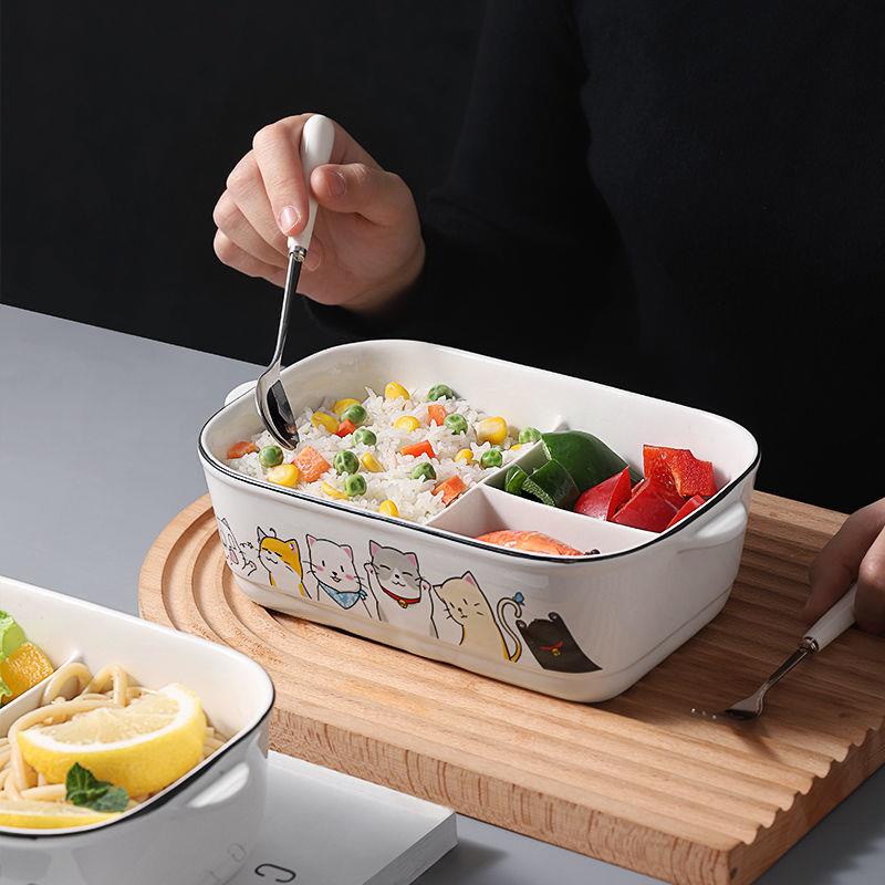 Hộp đựng cơm trưa bằng sứ có nắp đậy có thể dùng trong lò vi sóng dành cho học sinh
