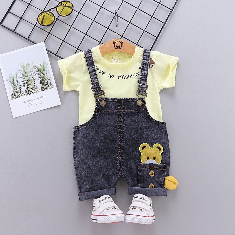 Áo Thun Tay Ngắn Cổ Tròn Kèm Yếm Jean Micshi